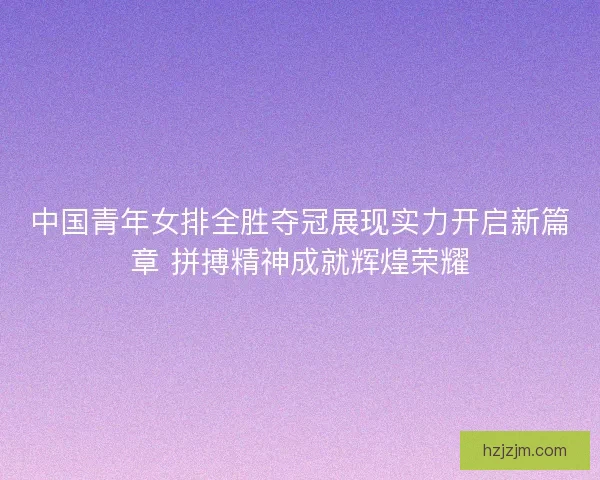 中国青年女排全胜夺冠展现实力开启新篇章 拼搏精神成就辉煌荣耀