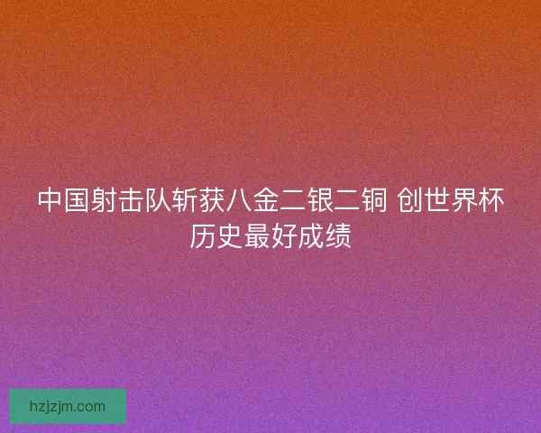 中国射击队斩获八金二银二铜 创世界杯历史最好成绩